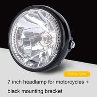 Univerzális 7" sárga LED motorkerékpár fényszóró fekete tartóval, 12V 5