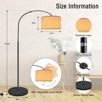 Fortand Ívelt Állólámpa - 12W LED E27 Lámpa 3 Színhőmérséklettel, Modern Olvasólámpa Bézs Lenvászon Ernyővel, Lábkapcsolós Retro Dizájn Napp 6