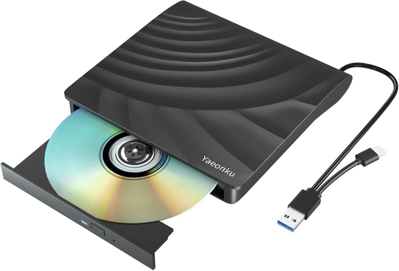 Yaeonku USB 3.0 Külső CD/DVD Író-Olvasó Meghajtó Laptophoz és PC-hez