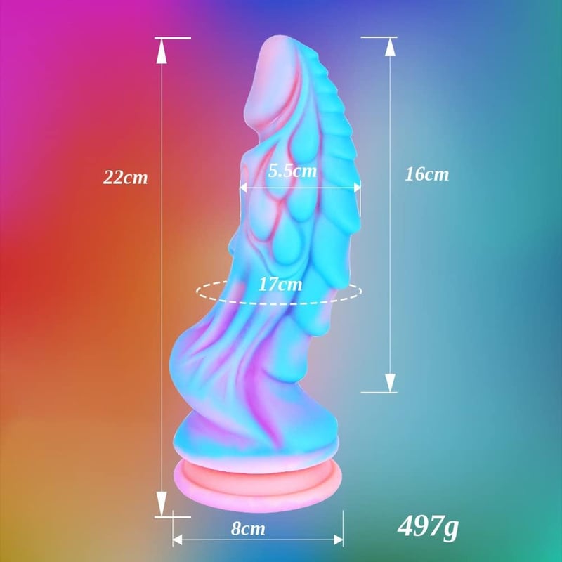 Óriás 22 cm-es kék szilikon dildó, bordázott anál és vaginális játékszer tapadókoronggal