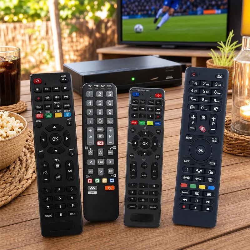 Balík ovládačov k dekodérom: 4x ovládač + Tivùsat/Fuba + 4v1 + I-ZAP + CGV Premio