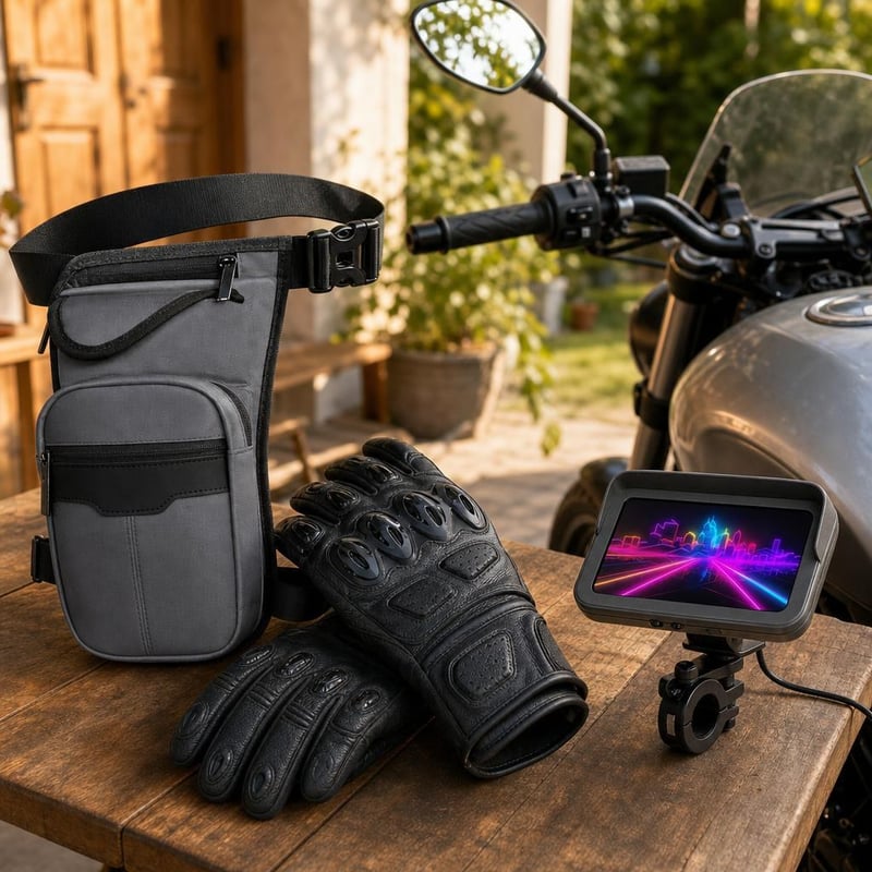 Moto paket za putovanja: 1x vodootporna torba za nogu + 1x moto rukavice + 1x držač mobitela s punjačem