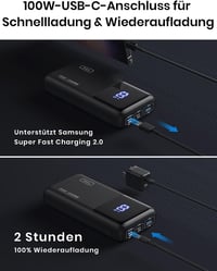 INIU 25000 mAh Power Bank 100W USB-C Laptop Töltő - Hordozható Külső Akkumulátor MacBook, Surface, iPad, iPhone Készülékekhez 9