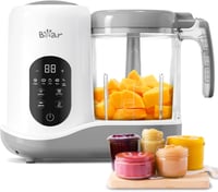 BEAR Bébiétel Készítő - Automata Párolás és Aprítás, 400ml Tritan Edény, BPA-mentes, Öntisztító Funkció, Bébiétel Főző Fehér Színben - White 1