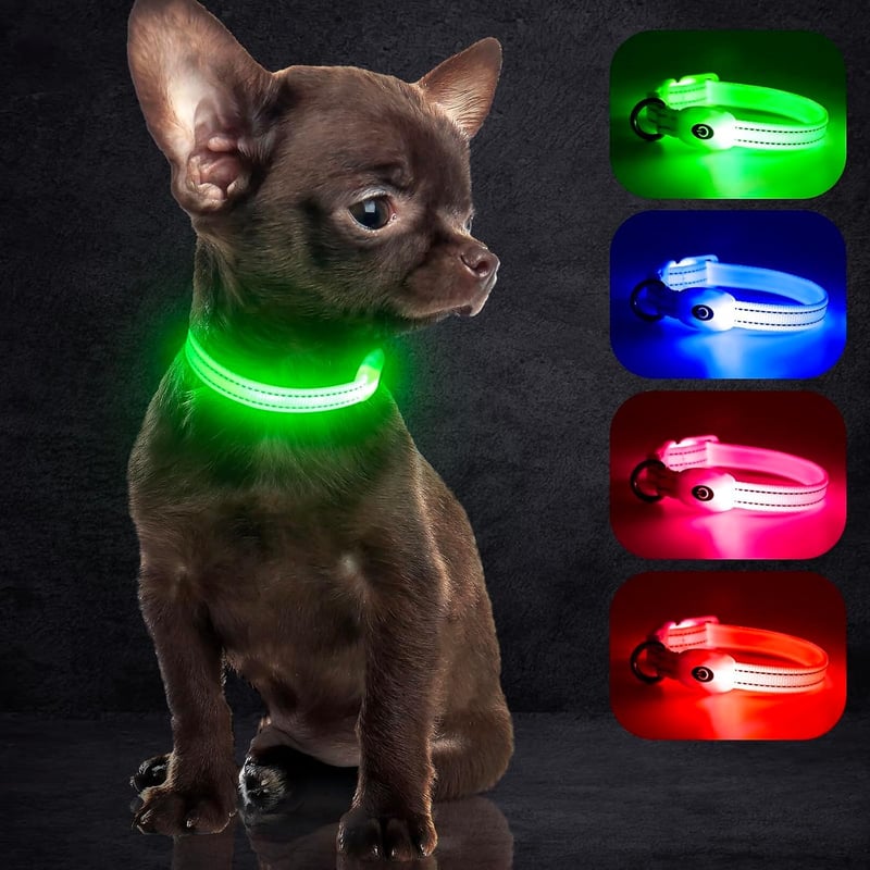 YFbrite USB-s világító nyakörv kutyáknak és macskáknak - Zöld, XS méret