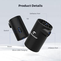 Hordozható Elektromos Légpumpa 5 Fejjel - 3800mAh Akkus, Fekete (Újracsomagolt) 5