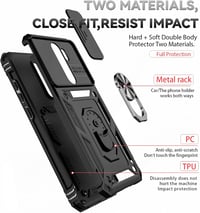 Xiaomi Redmi Note 8 Pro kameravédős tok csúsztatható fedéllel és 360°-os gyűrűvel 8