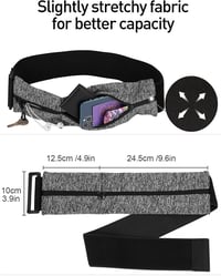 LIVACASA Futóöv Mobiltartóval - Állítható Sportöv Fényvisszaverő Csíkkal, Unisex Derékpánt Futáshoz, Edzéshez, Szürke 5