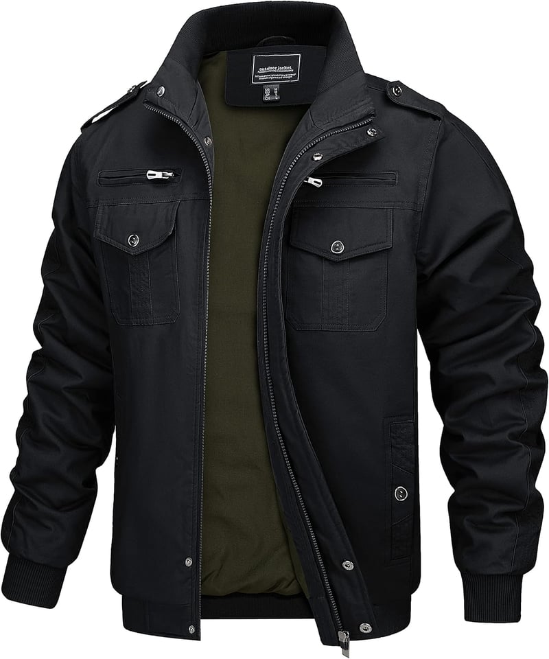 MAGCOMSEN Férfi Katonai Stílusú Átmeneti Dzseki - Fekete, 3XL