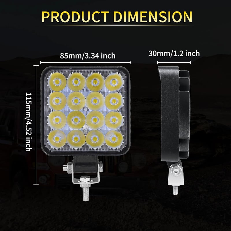 RIGIDON 10 db-os 48W LED Munkalámpa Szett - 3,3" Mini Spotlámpák Terepjáróhoz, SUV, ATV, Traktor, 4x4 Járművekhez, 6000K Fehér Fény, Vízálló