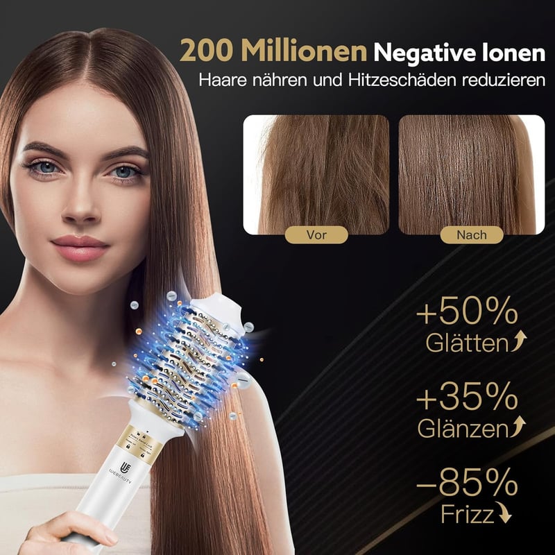 webeauty 5 az 1-ben Hajszárító és Hajformázó Készlet - 110.000 RPM, 200 Millió Negatív Ion, Kefés Hajszárító és Légáramú Hajgöndörítő, Fehér