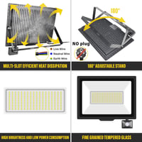 RIGIDON 2x200W Kültéri LED Reflektor Mozgásérzékelővel - 20000 Lumen, 6000K Hideg Fehér, IP66 Vízálló Fényvető Kerthez, Garázshoz, Ház Falár 3