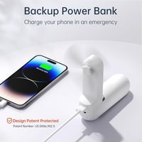 JISULIFE Összecsukható Kézi Ventilátor USB-s Töltéssel, Powerbank és LED Lámpa Funkcióval - Fehér 5