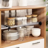 ARIIKON Állítható Szekrénypolc 50-80 cm - Fúrás Nélküli Bővíthető Tárolórendszer Konyhába, Fürdőbe, Hálóba, Fekete, 25 cm Széles 7