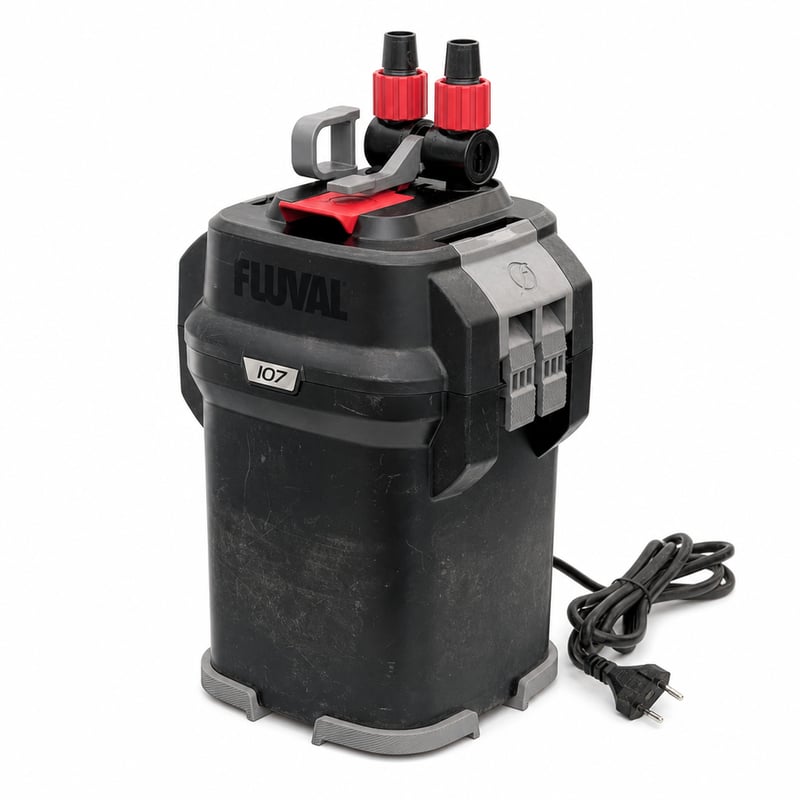 Fluval 107 Külső Szűrő 07 Sorozat, 550 l/h, akváriumi szűrő 130 literig, fekete - Használt, a használat nyomai (állapot: lásd a 2. képet)
