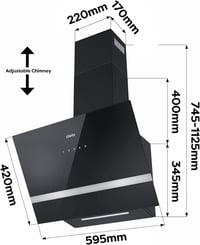 CIARRA CBCB6736H 60cm-es fali páraelszívó, 650 m³/h, rozsdamentes acél, LED 8