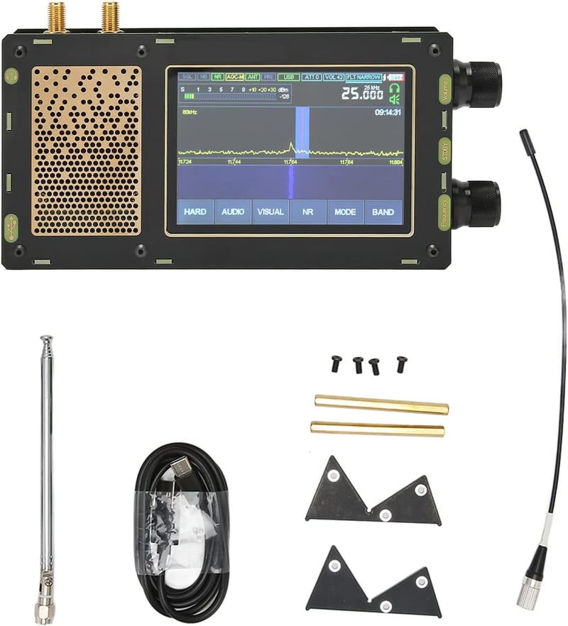 Yunseity Malahit SDR Vevőkészülék 50kHz-2GHz, 3.5" IPS Érintőképernyővel, AM SSB NFM WFM CW Rövidhullámú Rádió, Kettős Antenna Bemenettel