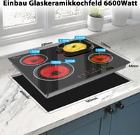 DELITEER Üvegkerámia Főzőlap 60 cm - 4 Zónás, 6600W, Érintőgombos Vezérlés, Flexibilis Dupla és Ovális Zónával, Beépíthető Kivitel 7