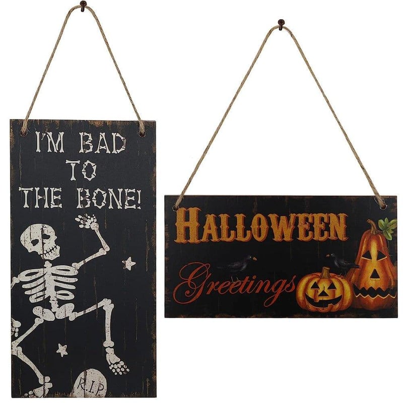 Vicces Halloween-i Fa Ajtótábla Szett - 2 db Szellemes Dekoráció