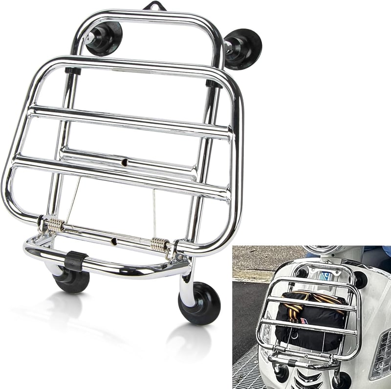 PSLER Első Csomagtartó Vespa GTS 300 125 200 250 Modellekhez (2018-2025) - Alumínium Motoros Poggyásztartó Konzol Ezüst Színben