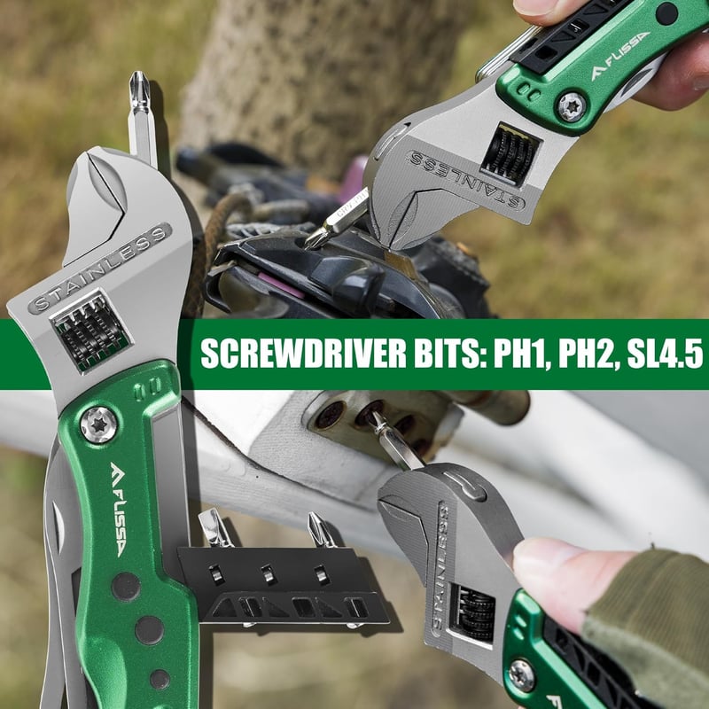 FLISSA 13-in-1 Multifunkciós Szerszám - Állítható Csavarkulcs Késsel, Kempingfelszerelés, Hordtáskával, Összecsukható Multitool Férfiaknak