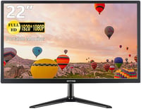 ZFTVNIE 22" Full HD Monitor 1080P - 75Hz Számítógép Kijelző HDMI/VGA Csatlakozással, Beépített Hangszórókkal, Fekete 1