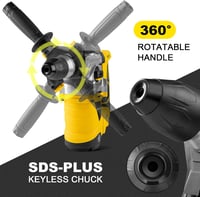 ENVENTOR SDS-Plus Fúrókalapács 1500W, 6 Joule, 4 Funkciós Vésőkalapács Vibrációcsökkentő Fogantyúval, 4500 BPM, 32mm Betonhoz, Fémhez, Fához 4
