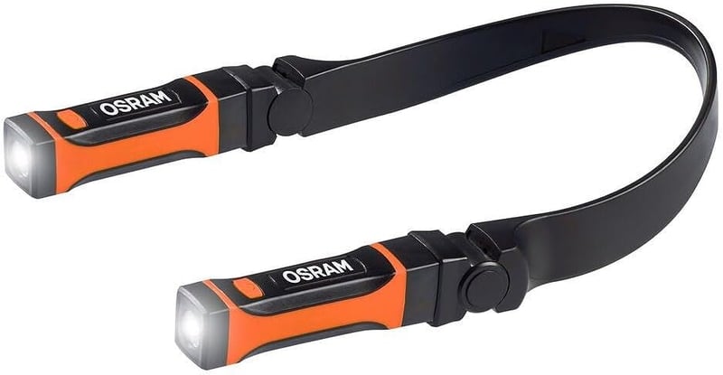 OSRAM LEDInspect Nyakba Akasztható LED Munkalámpa, Újratölthető, 6500K, Levehető Lámpafejek, Két Fényfunkció, Szabadkezes Munkavégzéshez