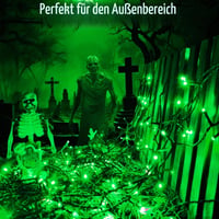 FFZZKJ Halloween svjetlosni niz na baterije 100 LED 10 m s tajmerom, 8 načina rada, vodootporan, za vanjsku i unutarnju dekoraciju, 50 LED x 2, 5 m x 2, zelena 5