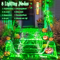 FFZZKJ Halloween svjetlosni niz na baterije 100 LED 10 m s tajmerom, 8 načina rada, vodootporan, za vanjsku i unutarnju dekoraciju, 50 LED x 2, 5 m x 2, zelena 2