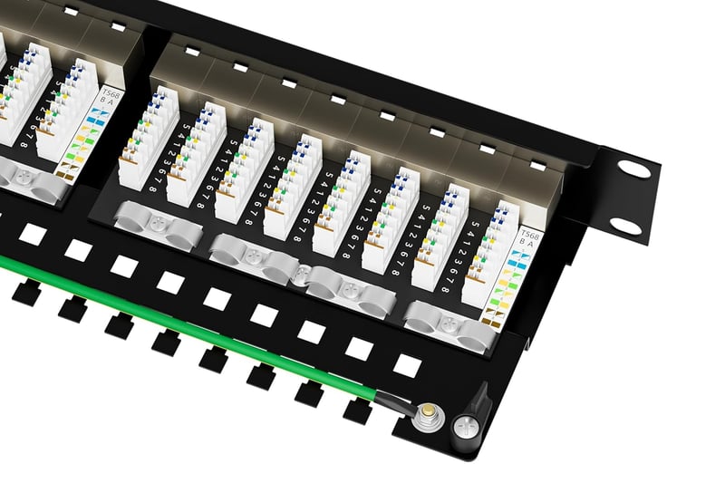 FGB CAT 7 24 portos patch panel 19" rack szerverhez RJ45 árnyékolt hálózati