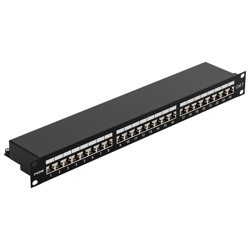 FGB CAT 7 24 portos patch panel 19" rack szerverhez RJ45 árnyékolt hálózati
