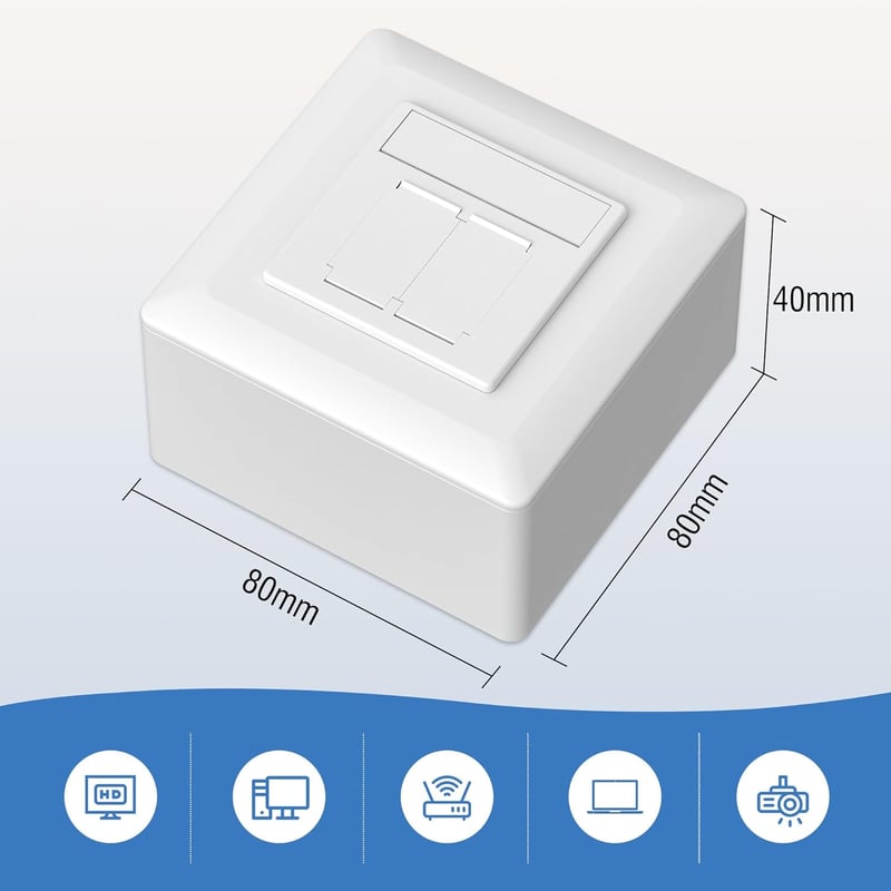 FGB CAT6a Hálózati Aljzat 2 Port RJ45 Árnyékolt Felületre vagy Süllyesztett Szereléshez 10 Gigabit Ethernet