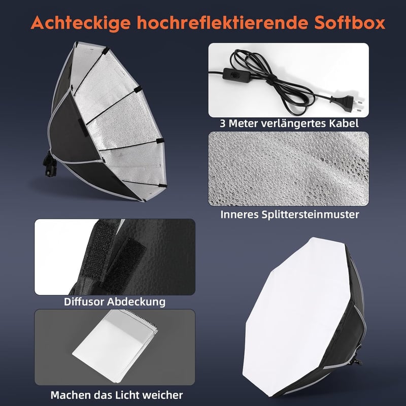 FGen Softbox szett 2x85W 2700-6400K portré fotózáshoz, élő közvetítéshez