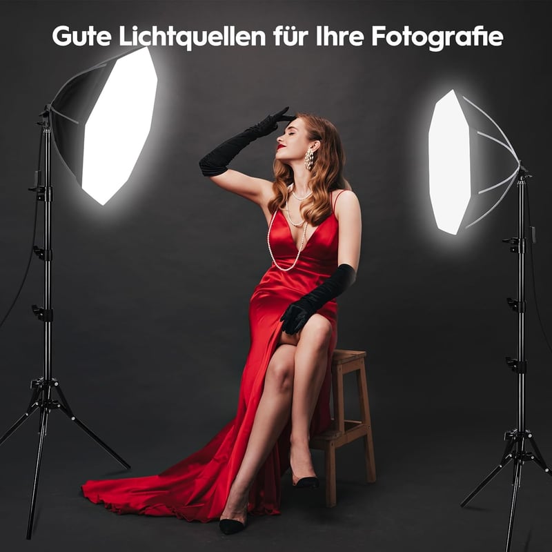 FGen Softbox szett 2x85W 2700-6400K portré fotózáshoz, élő közvetítéshez