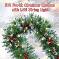 Ghirlandă de Crăciun FGHB 2,7 m cu 30 de LED-uri și 220 de ramuri, pentru scări, șemineu, ușă, decor interior și exterior 6