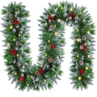 Ghirlandă de Crăciun FGHB 2,7 m cu 30 de LED-uri și 220 de ramuri, pentru scări, șemineu, ușă, decor interior și exterior 1