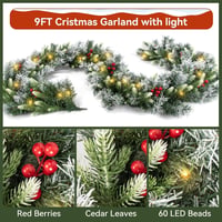 Ghirlandă de Crăciun FGHB 2,7 m cu 30 de LED-uri și 220 de ramuri, pentru scări, șemineu, ușă, decor interior și exterior 5