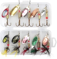 Fhioevt 10 darabos horgászcsali szett fém spinner horoggal tárológyakkal 1
