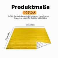 FHISKUNYU 10 kom. termo deka za hitne slučajeve – 210x160 cm PET deka za preživljavanje – vodootporna termo deka za planinarenje, kampiranje i prvu pomoć (zlatna/srebrna) 3