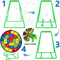 FHNSEL 73cm Kétoldalas Tábla Ragacsos Labdás Dartjáték Gyerekeknek 12 Labda 6 Nyíl 3