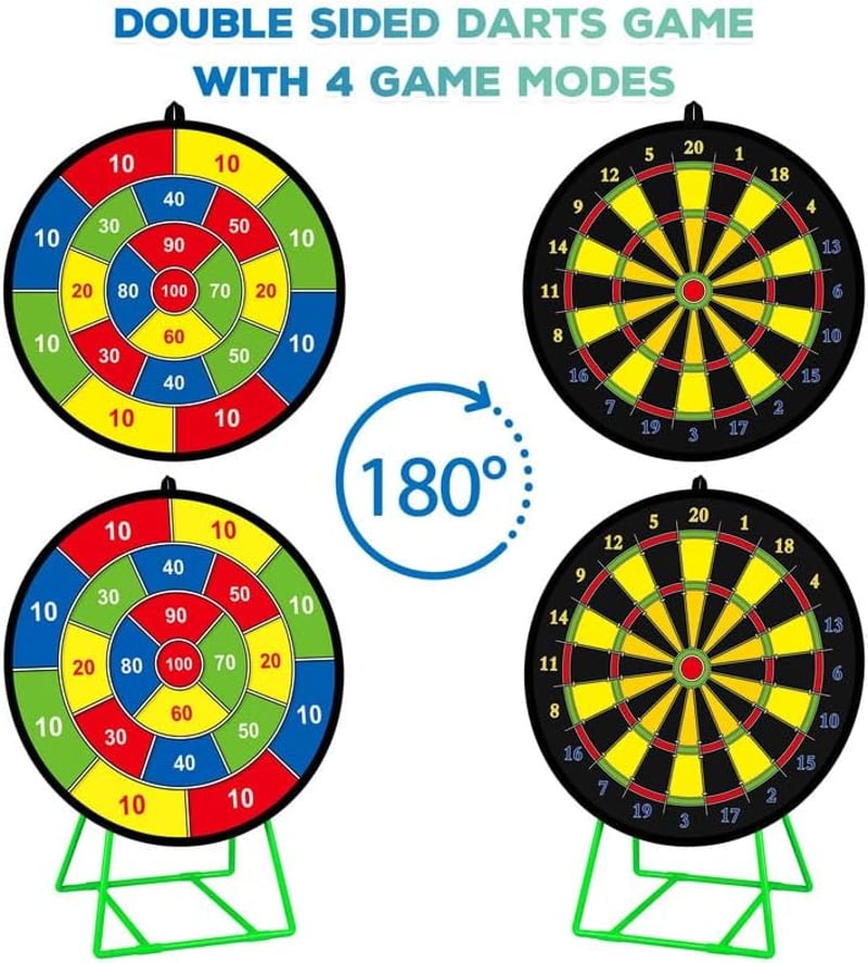FHNSEL 73cm Kétoldalas Tábla Ragacsos Labdás Dartjáték Gyerekeknek 12 Labda 6 Nyíl