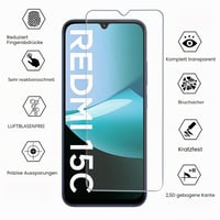 Husă tip carte FHSYCR pentru Xiaomi Redmi 15C 4G/5G cu folie din sticlă securizată, husă de protecție premium din piele PU cu suport magnetic pentru carduri și funcție de stand - Albastru 7