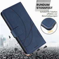 Husă tip carte FHSYCR pentru Samsung Galaxy A17 4G/5G și folie de protecție din sticlă securizată - Piele PU premium, suport magnetic pentru carduri, funcție de stand, albastru 5