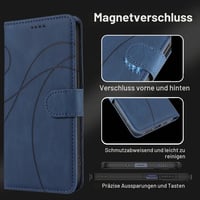 Husă tip carte FHSYCR pentru Samsung Galaxy A17 4G/5G și folie de protecție din sticlă securizată - Piele PU premium, suport magnetic pentru carduri, funcție de stand, albastru 4