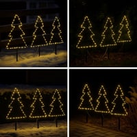 Fiada 6 db 25 cm LED karácsonyfa kerti dísz földbe szúrható talppal időzítő elemes világítással kültéri kert 3