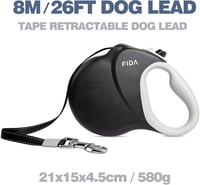 Leșă retractabilă Fida de 8 m (26 ft), fără noduri, pentru câini de talie medie și mare, până la 50 kg, negru 2