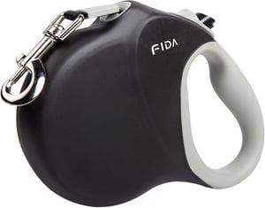 Fida 8 m (26 ft) csomómentes csévélős kutyapóráz közepes és nagytestű kutyáknak 50 kg-ig fekete