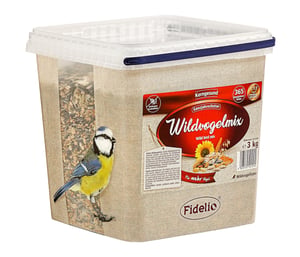 Fidelio Wildvogelmix mješavina hrane za divlje ptice 3 kg – cjelogodišnja, proteinski i energetski bogata hrana za ptice u kanti