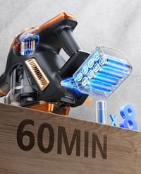 Fieety Vezeték Nélküli Porszívó 550W 45kPa - 60 Perces Üzemidő, LED Kijelző, Cserélhető Akkumulátor, Kanapé Kefe, Összecsomósodás-Gátló Kefe 3
